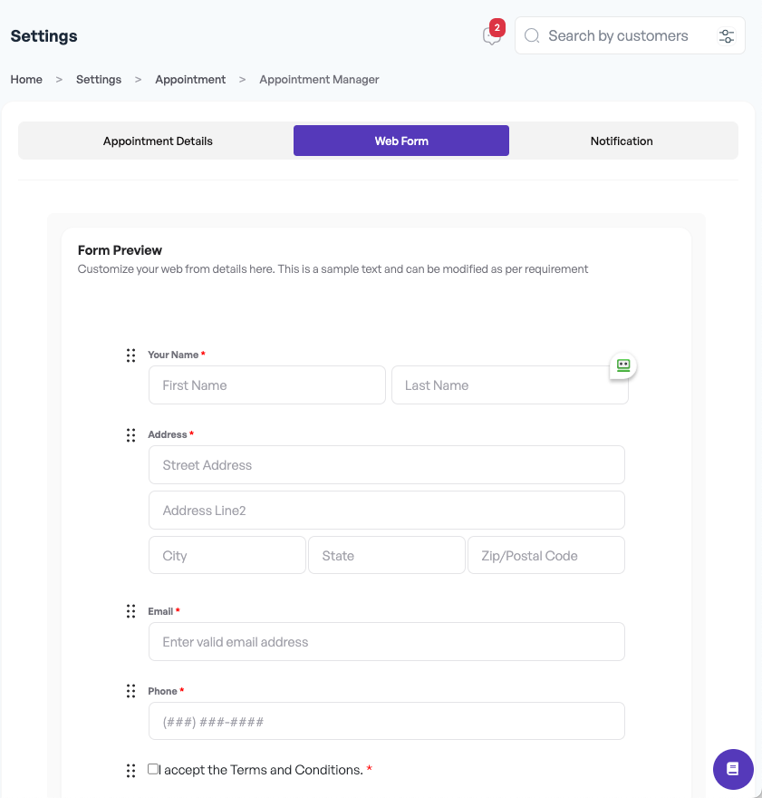 Settings - Appointments