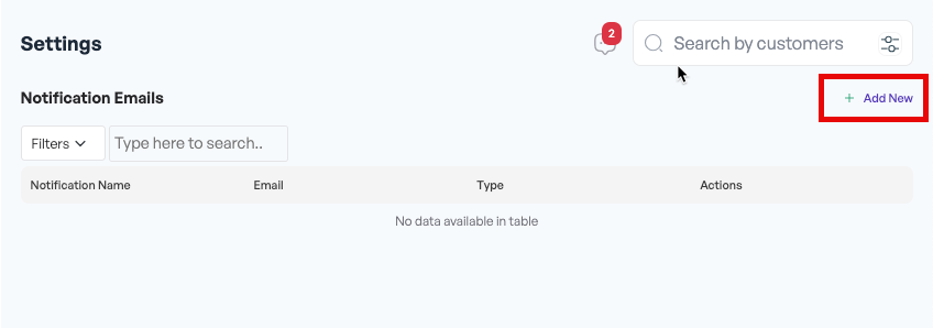 Settings - Email setup