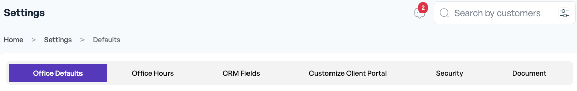 Settings - Defaults