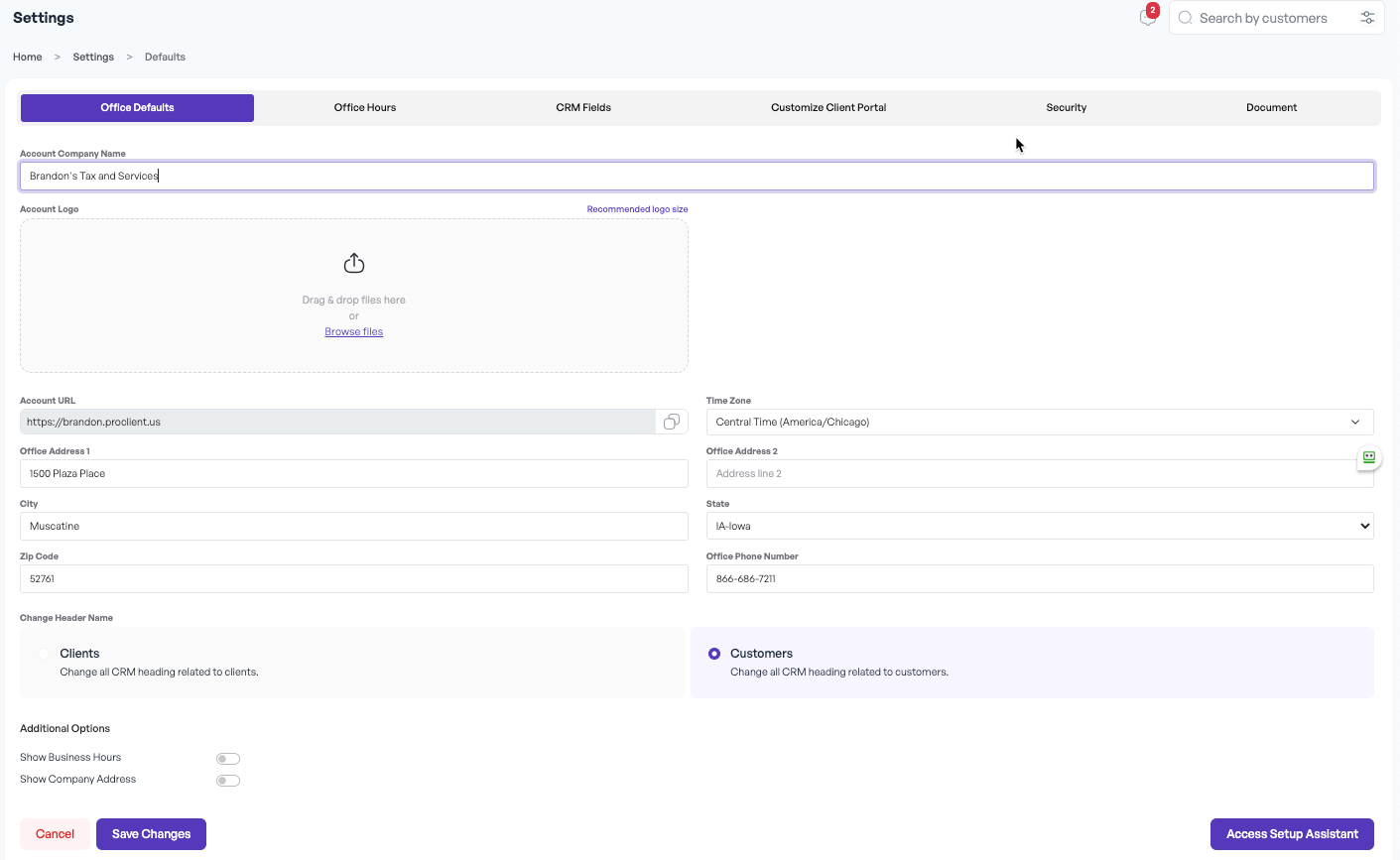 Settings - Defaults